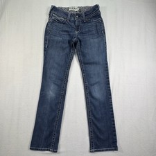 Ariat REAL Icon Jeans Womens 28R Straight Stretch Western Medium Wash Mid Rise
