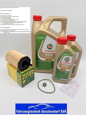 MANN Ölfilter + 7 Liter Castrol Edge 5W30 Longlife Audi A4 A5 A8 3.0 V6 TDI