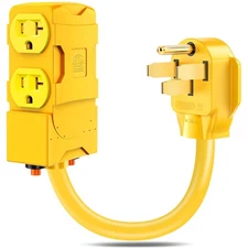 50 Amp to 20 Amp 110V RV Distribution Plug Adapter,NEMA 14-50P to 4 Sockets o...