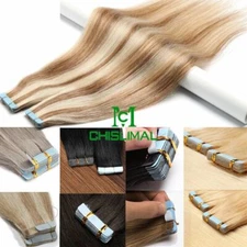 50g Seamless Tape in Remy Human Hair Extensions Invisible Glue PU Skin Weft Hair