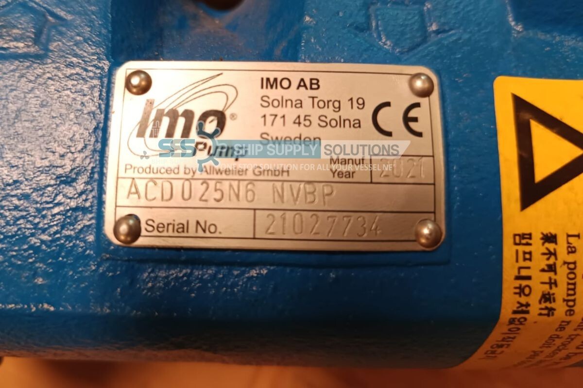 IMO ACD 025 N6 NVBP PUMP WITHOUT MOTOR ACD025N6NVBP (NEW IMO ACD 025 N6 NVBP PUMP WITHOUT MOTOR ACD025N6NVBP (NEW