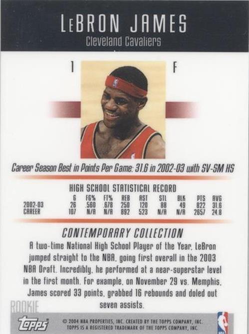 2003-04 Topps Contemporary Collection - LeBron James #1 for sale