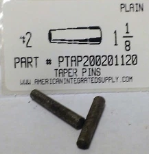 #2X1-1/8 TAPER PINS STEEL PLAIN .193" LARGE END DIAMETER (10)