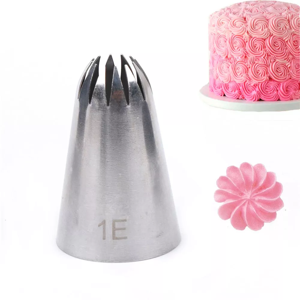 1E Large Cream Icing Piping Nozzles Stainless Steel Flower Nozzle Cake Tool