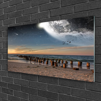 Tulup Tableau sur verre acrylique Image Impression 120x60 Mer Soleil