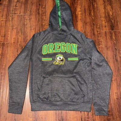 OREGON DUCKS Sewn/Embroidered Gray Hoodie Sweatshirt SZ Small Men s Preowned!!