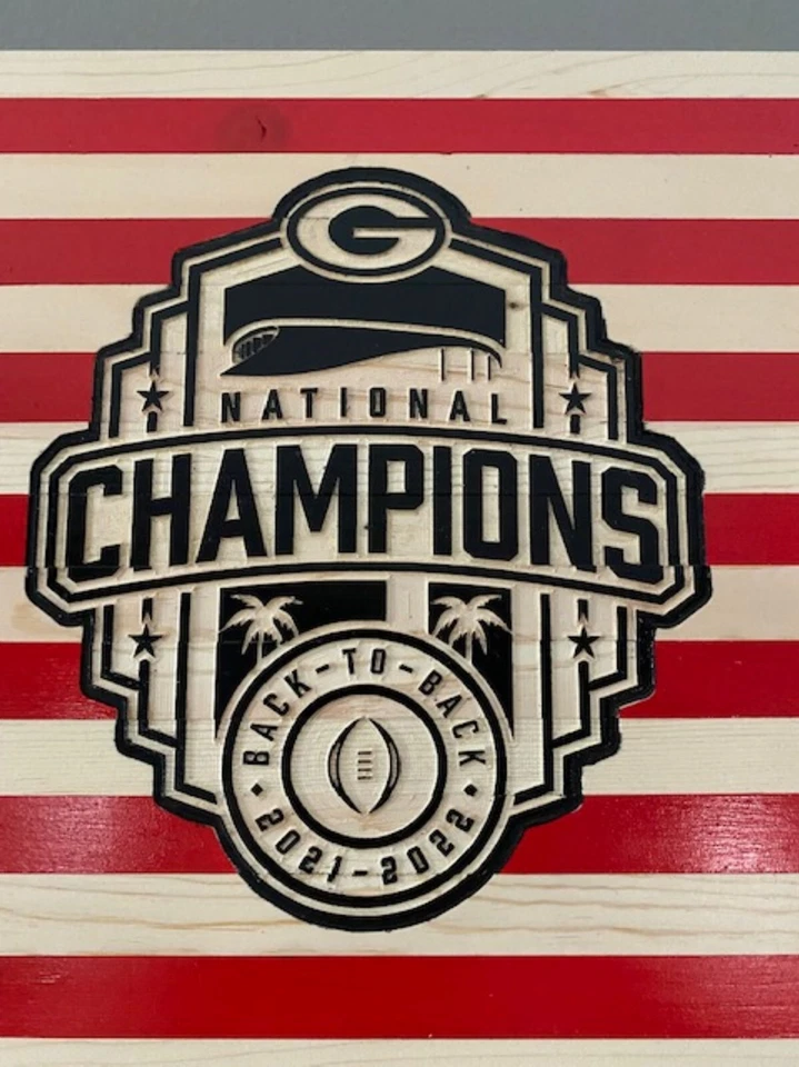 Bulldogs Back to Back Wood Sign-National Champions Flag-Wooden Flag-Bulldog - Image 2 of 3