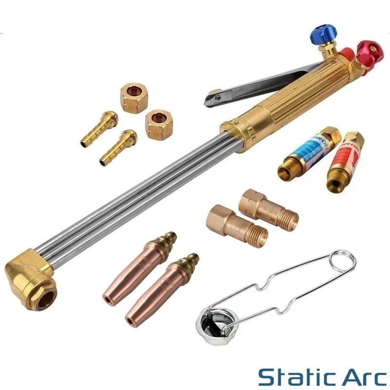 OXY PROPANE GAS CUTTING TORCH KIT OXYGEN FLAME CUTTER HOSE REGULATOR KIT - Image 2 of 4