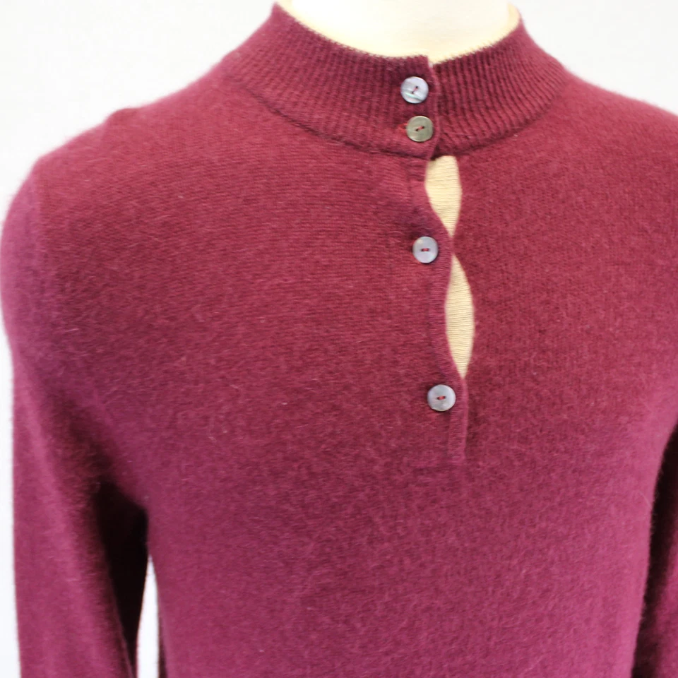 Suéter Portolano 2 camadas 100% cashmere 1/4 abotoado pescoço simulado Henley GG - Imagem 2 de 4