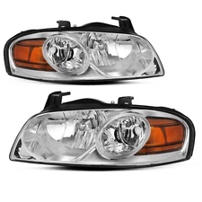 For 2004 2005 2006 Nissan Sentra SE-R Chrome Headlights Amber Corner Lamps Pair