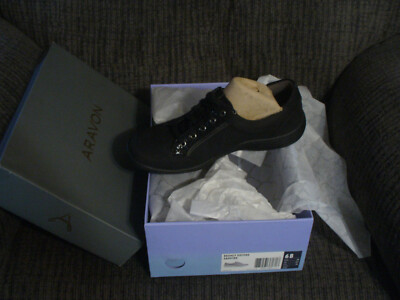 Aravon Womens Bromly Oxford Black Suede Lace Up Athletic Sz 6Med Shoe New In Box