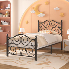 Metal Bed Frame Twin/Full/Queen Size with Headboard Under Bed Storage Steel Slat