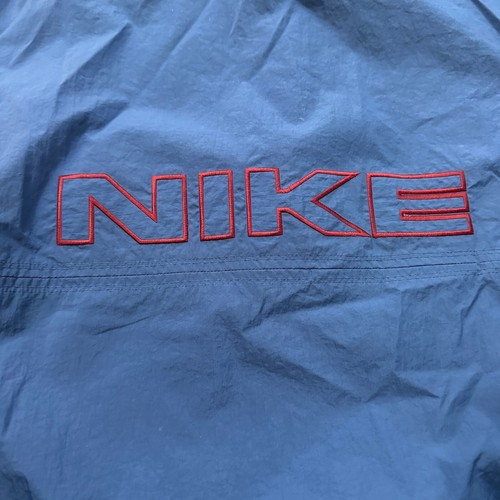 Vintage Nike Windbreaker Jacket Mens XL Blue 1/4 Zip Spellout Swoosh WHITE TAG - Picture 9 of 14