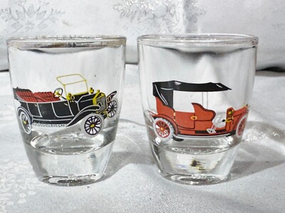 PAAR OLDTIMER AUTODRUCK SCHNAPSGLÄSER RETRO BARWARE SAMMLERSTÜCK