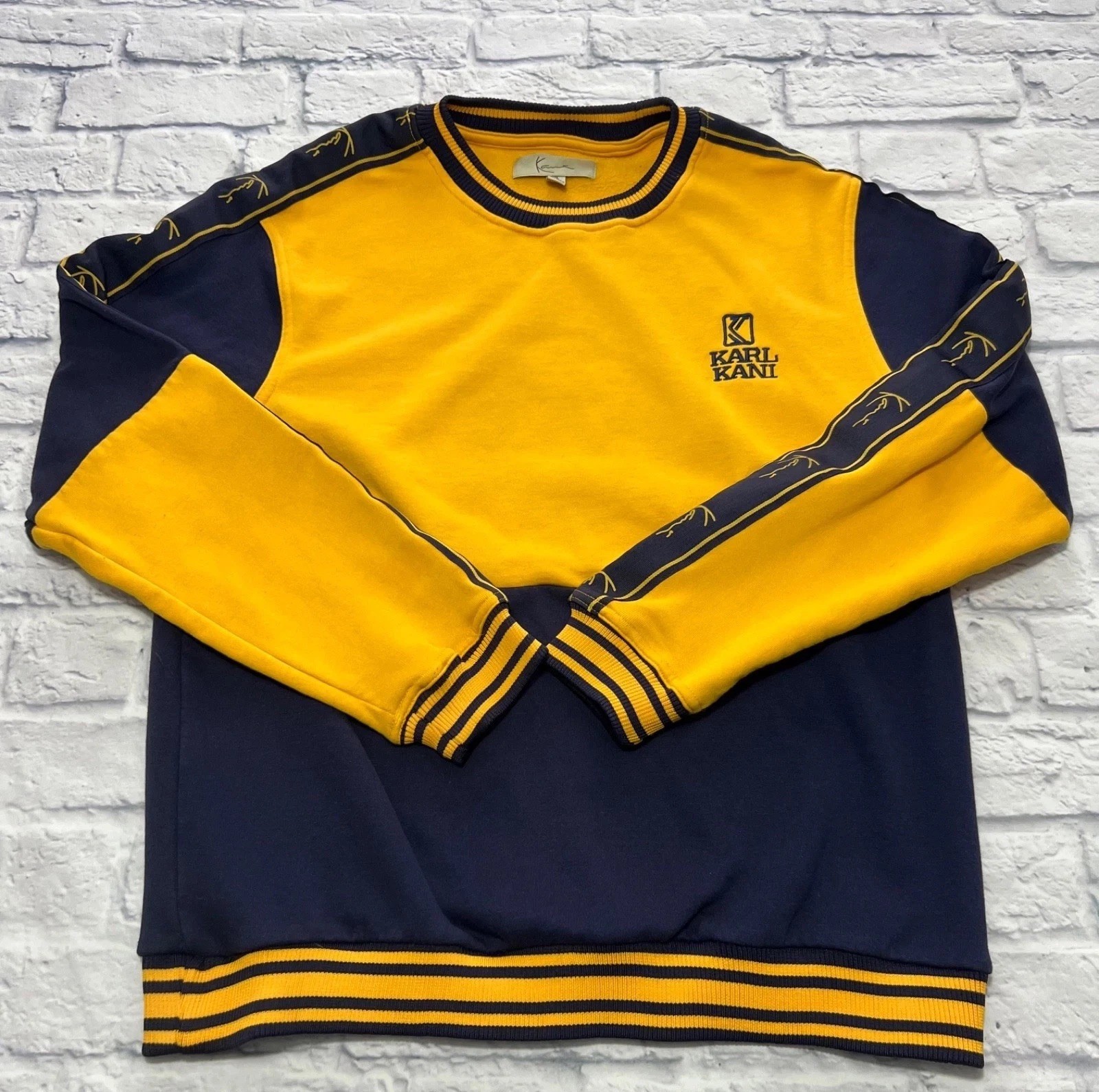 Karl Kani Men's Sweatshirt XL Blue Yellow Colorblock … - Gem