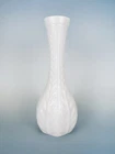 Vintage 1982 FTD 519-2 White Milk Glass Bud Vase Wheat Leaf Pattern 9" Vase