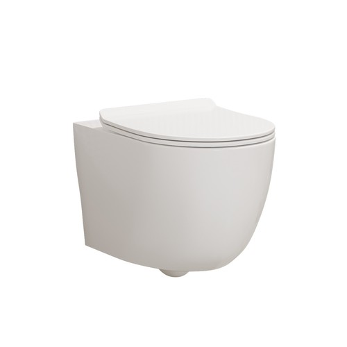 Elva Rimless Wall Hung Toilet Soft Seat Dual Cistern Frame Black Flush Plate - Picture 4 of 22