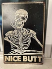 Skeleton Nice Butt Retro Vintage Style Bathroom Sign 8x12” | Funny Gothic Home