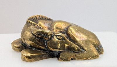 IRIS COOKE Art Deco Bronze Hirsch Figur / Skulptur signiert britisch