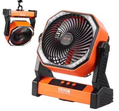 VEVOR 8 inch Portable Fan Rechargeable with LED Lantern 4 Speeds Adjustable
