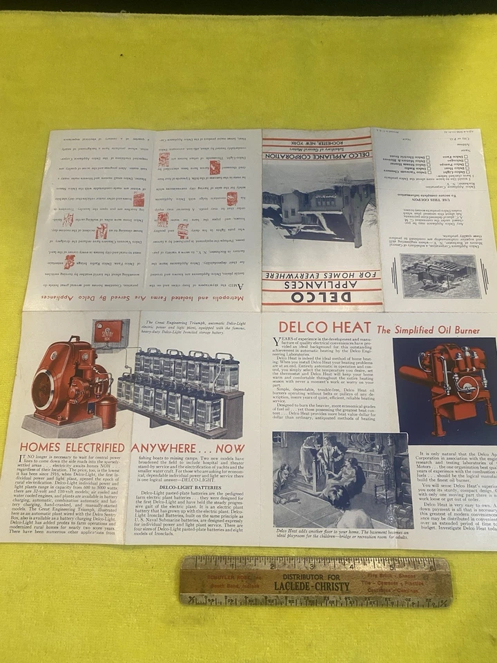 ORIGINAL DELCO APPLIANCE FOLD OUT BROCHURE HIT MISS OLD ENGINE - Image 3 of 4
