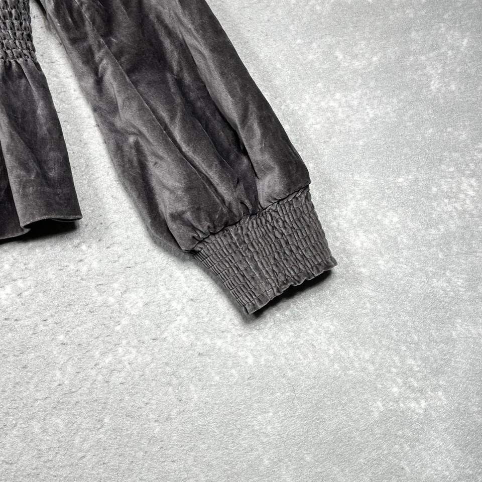 Blazer Elevenses Anthropologie jaqueta de veludo tamanho 12 cinza elástico batido boho - Imagem 3 de 4