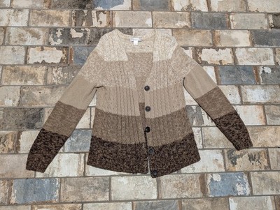 Christopher & Banks Women s Medium Brown Sweater Cardigan Open Front Knit M