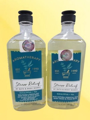 BATH & BODY WORKS AROMATHERAPY STRESS RELIEF BODY WASH & FOAM BATH 10 OZ 2PCS