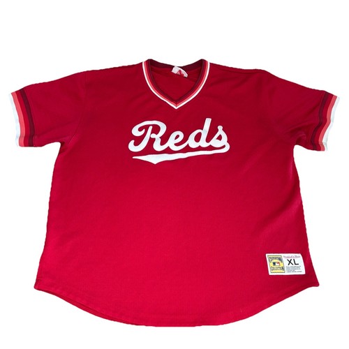Mitchell & Ness Trikot Cincinnati Reds V-Neck Cooperstown Rot Herren XL Blanko MLB