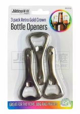 1-3 Pk Professional Retro Gold Crown Metal Bottle Openers Comfortable Long Grip