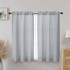 Aiyufeng Grey Curtains 45 Inch Length 2 Panels Set Faux Linen Textured Fabric...