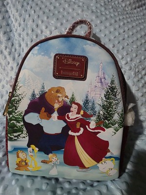 Loungefly Disney Beauty and the Beast Burgundy and Sky Blue Mini Backpack Loungefly Disney Beauty and the Beast Stained Glass Portrait  main image 4