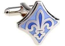 Fleur-de-lys Fleur De Lis Blue & White Pair Cufflinks in a Presentation Gift ...