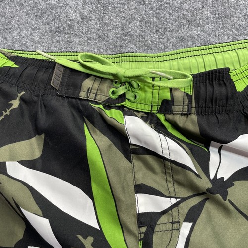 Vtg NIKE Swimming Trunks Mens Medium Hawaiian Black Floral Draw String Swoosh - Picture 3 of 9