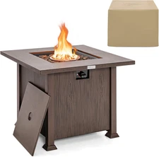 32 Inches Propane Fire Pit, Patiojoy 50,000 BTU Gas Fire Pit Table with Lid, Lav