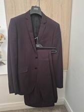 M&S Burgundy Suit Jacket (36M) And Two Trousers (30W/31L)