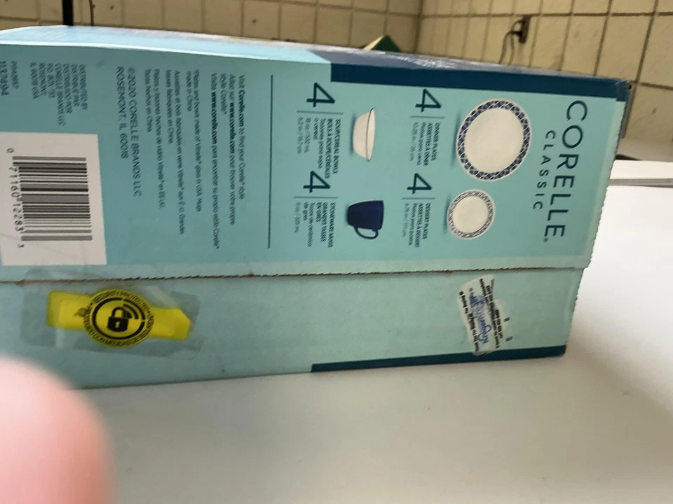 Corelle Classic Cobalt Circles 16pc Dinnerware Set Plates Bowls Mugs Blue New - Image 2 of 4