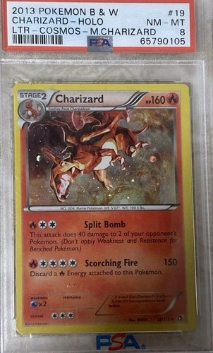 Black And White Cosmo Holo Charizard 19/113 PSA 8