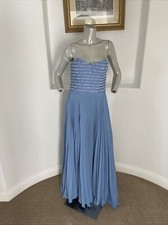 PARKER  MAXI STRAPLESS DRESS BLUE PLEATED SIZE 12