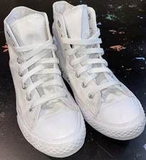 Converse Chuck Taylor All-Star High Top Sneakers White -on- White Size 2 EUC