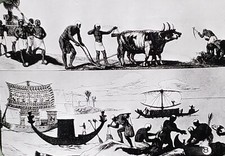 Painting of Ancient Egyptian Life, Magic Lantern Glass Slide