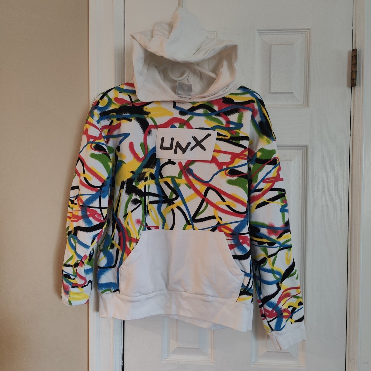 UNX Unxpectd Graffiti Hooded Sweatshirt Men's Unisex Large Street wear