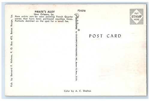 c1950er Piratenallee Künstler Zeichnung Gemälde New Orleans Louisiana LA Postkarte - Bild 2 von 2