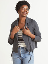 New Marrakech Lange Knit Grey Moto Jacket Size Small