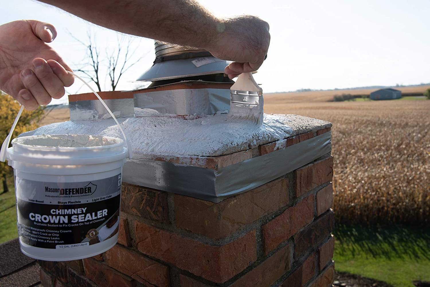 Chimney Crown Sealer Brushable Sealant Fixes Cracked Chimney Tops