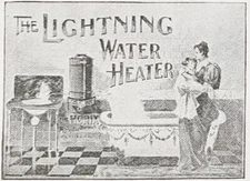 1897 Horix LIGHTNING HOT WATER HEATER Vtg Print Ad~Victorian Bathroom Mother&Kid