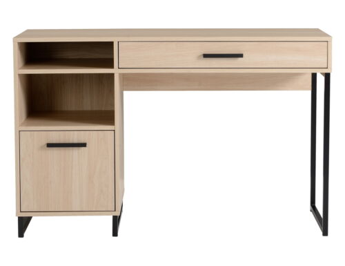 Wood & Metal Writing Desk with 1 Drawer and 1 Door for Teen Adult
