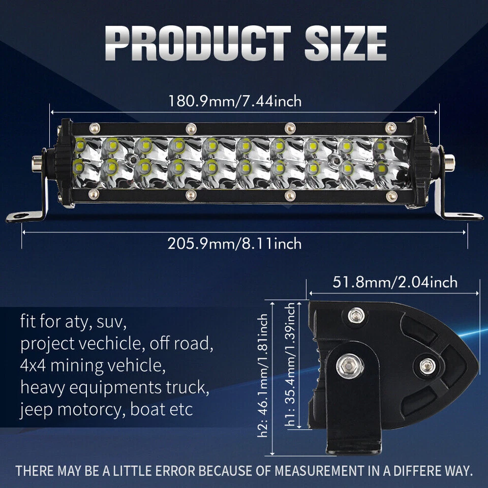 7inch LED Headlight Light Bar Fit Yamaha Raptor 700 R 125 250 Banshee 350 YFZ - Image 3 of 4