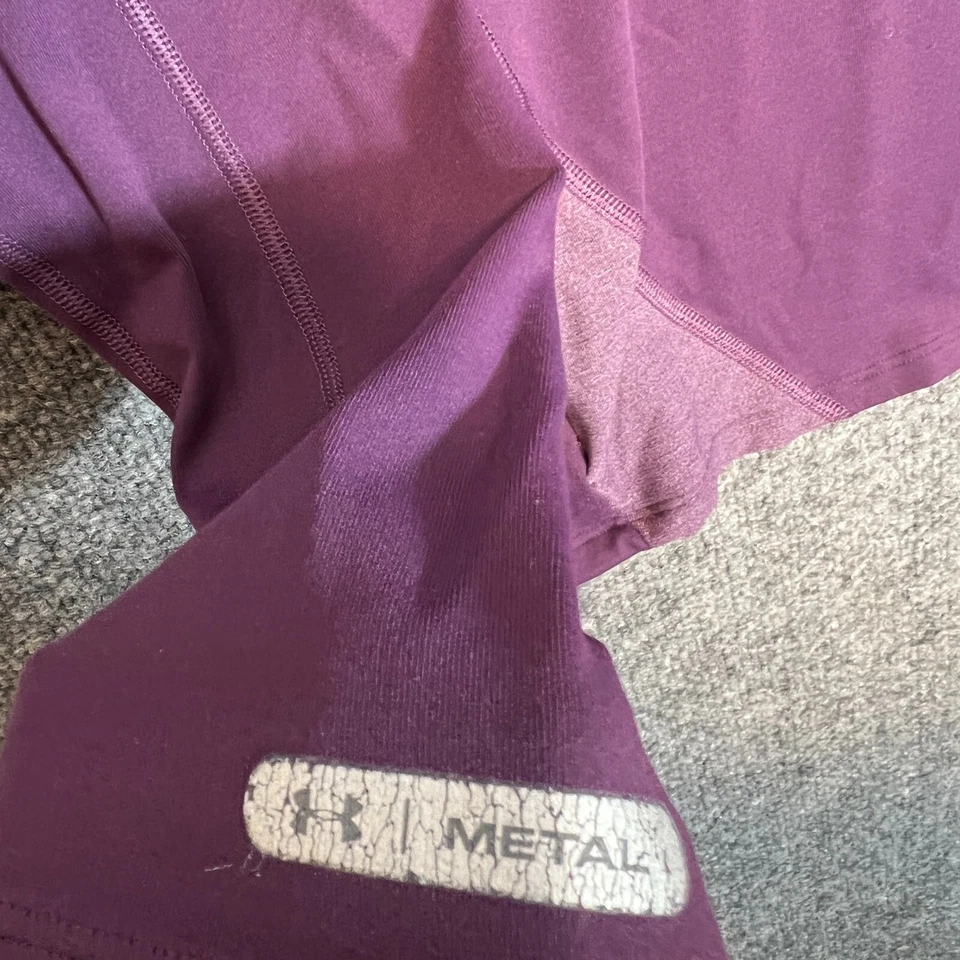 Camisa Under Armour feminina pequena roxa desempenho metal elástico manga longa - Imagem 4 de 4