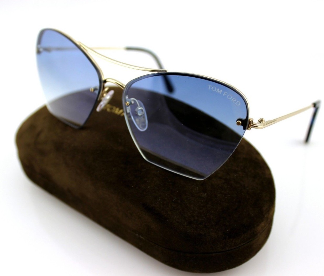 RARE Genuine TOM FORD ANNABEL Gold Blue Gradient Sunglasses TF 507 FT 0507 28W image 10